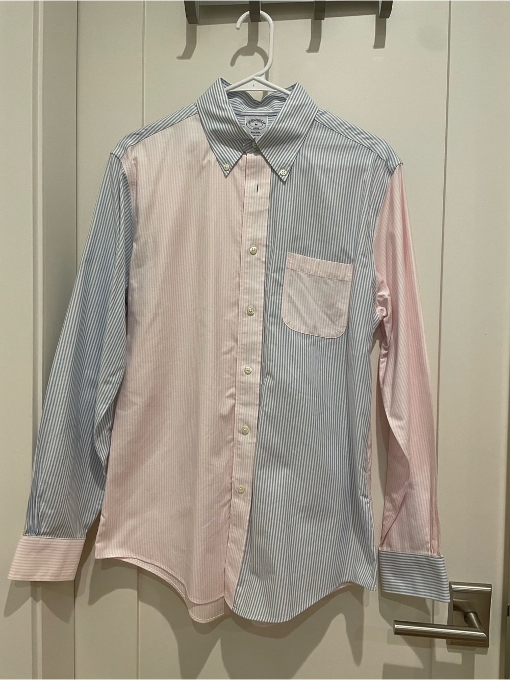 Men’s Brooks Brothers Classic Two-Tone Pink and Blue Striped Button-Down Shirt
